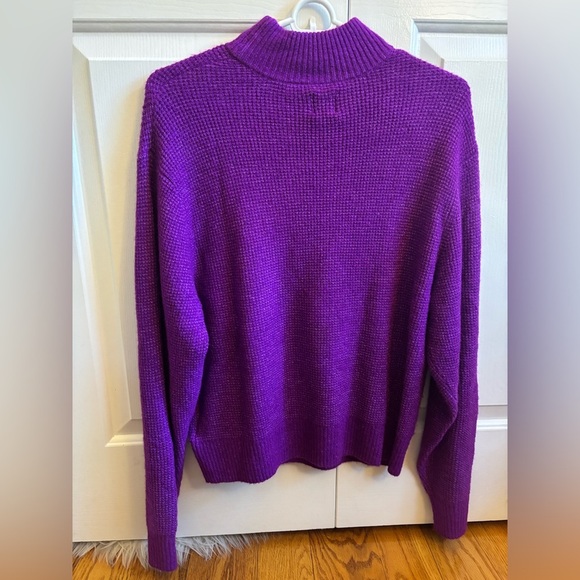 GAP Women’s Vibrant Purple Wool Mock Neck Waffle Knit Sweater size Small - Picture 8 of 9